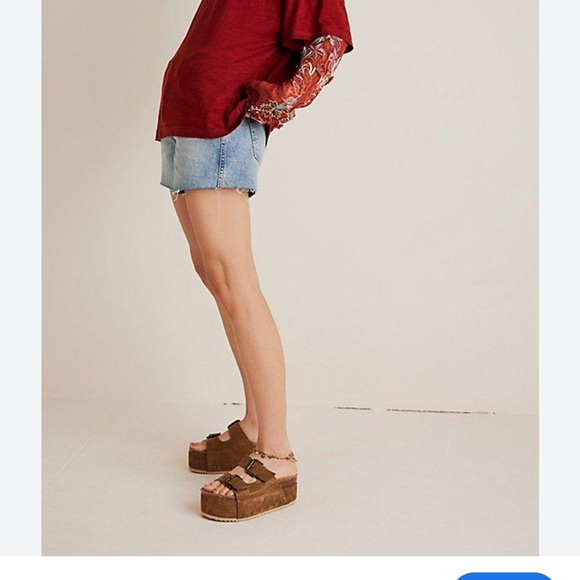 Free People Red Embroidered Long Sleeve Tee (Gardener Tee) - Picture 2 of 7